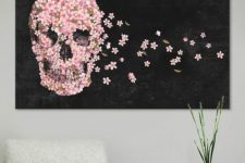 04 cherry blossom skull wall art for a glam or girlish space