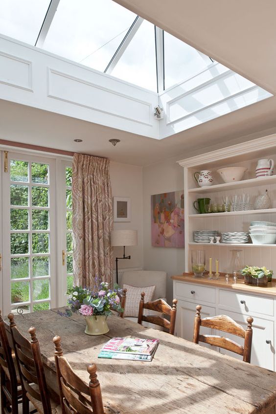 if you lack light, make skylights above to fill your dining room with it