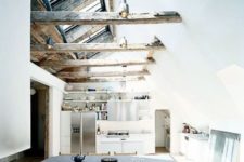 wooden beams on a kitchen