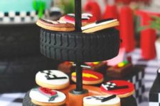 07 serve glazed themed cookies on a tyre stand