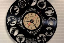 13 G.O.T. inspired vinyl record wall clock in black