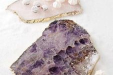13 display your delicious desserts on agate and amethyst slice boards with a gilded edge