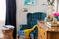 14 a vintage blue velvet armchair is ideal for a reading nook, you’ll never want to leave it