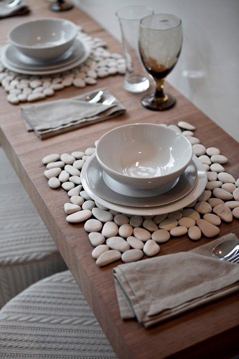 pebble placemats will add a chic natural touch to your tablescape