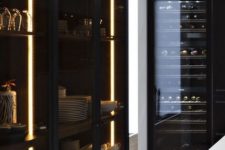 16 lit up smoke glass kitchen cabinets are ideal for masculine or minimalist spaces and look edgy