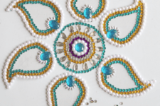 DIY gemstone rangoli floor decor