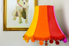 DIY colorful floor lamp with pompoms