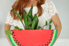 DIY watermelon slice planter