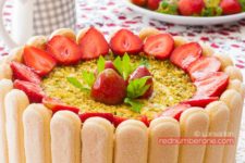DIY Charlotte cake with strawberries and mango