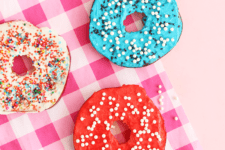 DIY red, blue and white donuts