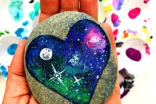 DIY galaxy painted rocks