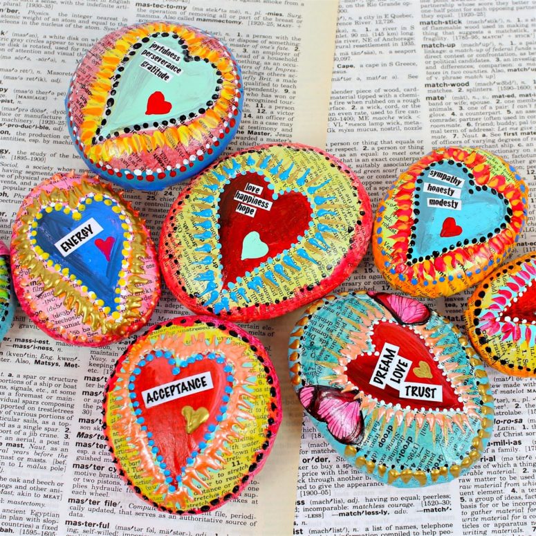 colorful DIY affirmation stones (via www.markmontano.com)