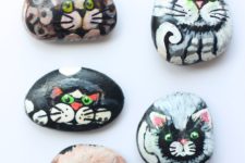 DIY cat painted rock craft