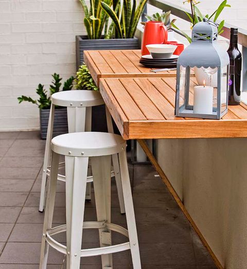 pallet folding tables and metal stools will save space