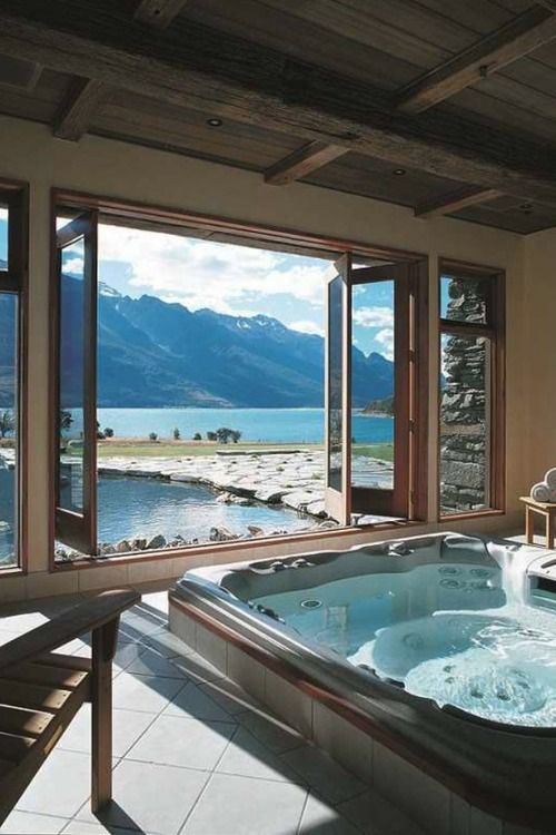 gorgeous bathroom with a view