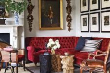 08 make your space even more refined with an exquisite red velvet sofa on chic legs