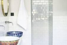 16 two different colorful porcelain sinks for a master bathroom