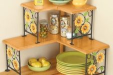 16 two-tiered sunflower corner shelves can be DIYed