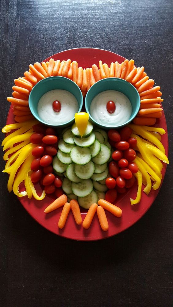 stylish veggie serving in the shape of an owl