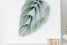 DIY ombre tropical leaf string art