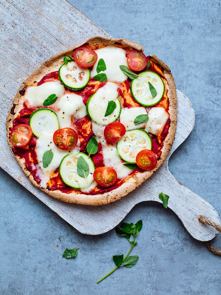 DIY tomato and zucchini pizza