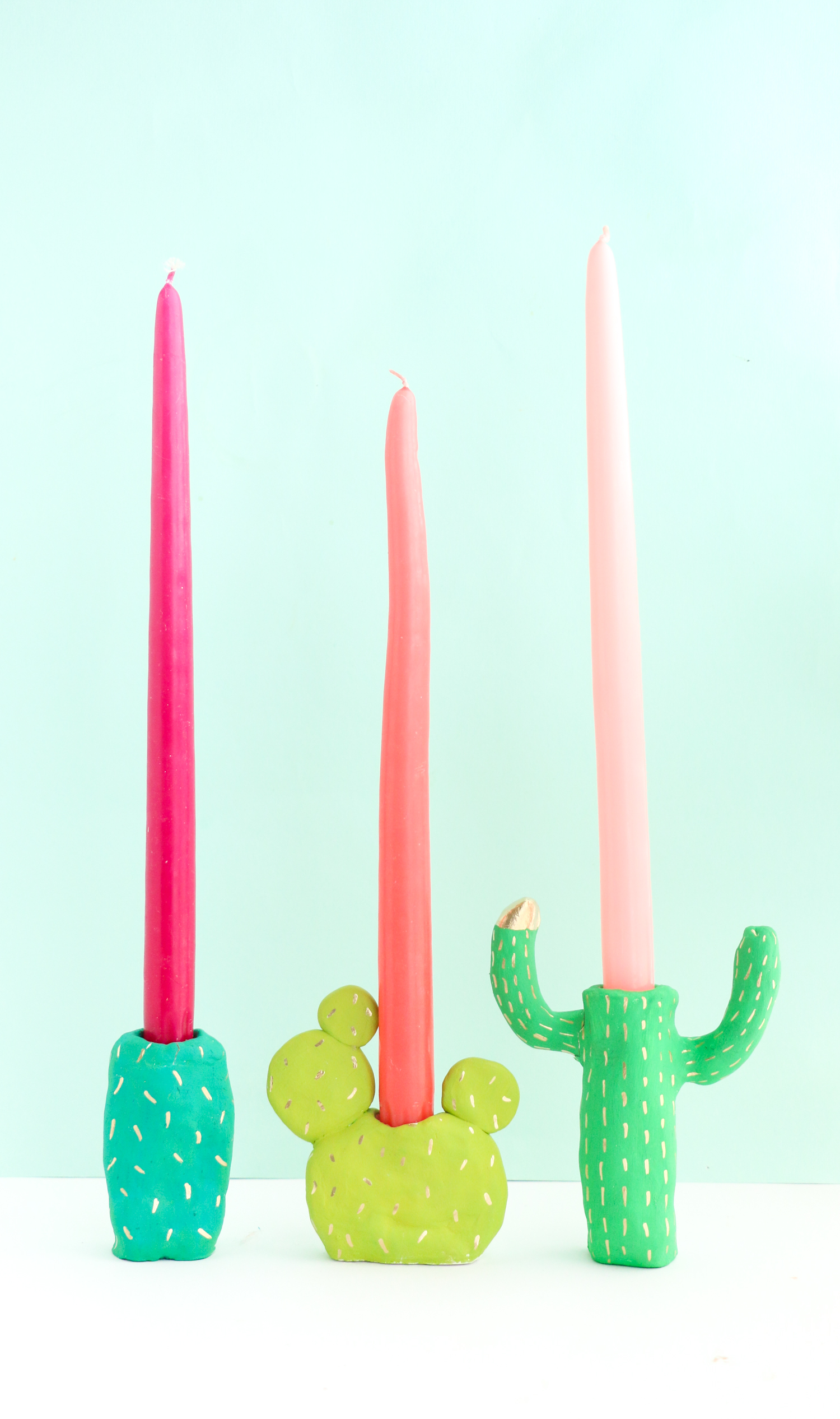 DIY cactus candle holders