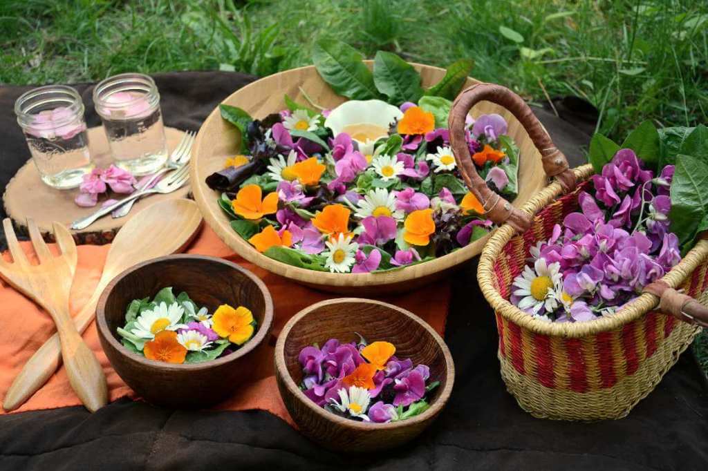 DIY edible wildflower salad (via www.forestandfauna.com)