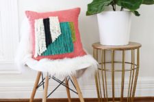 DIY yarn fringe pillow