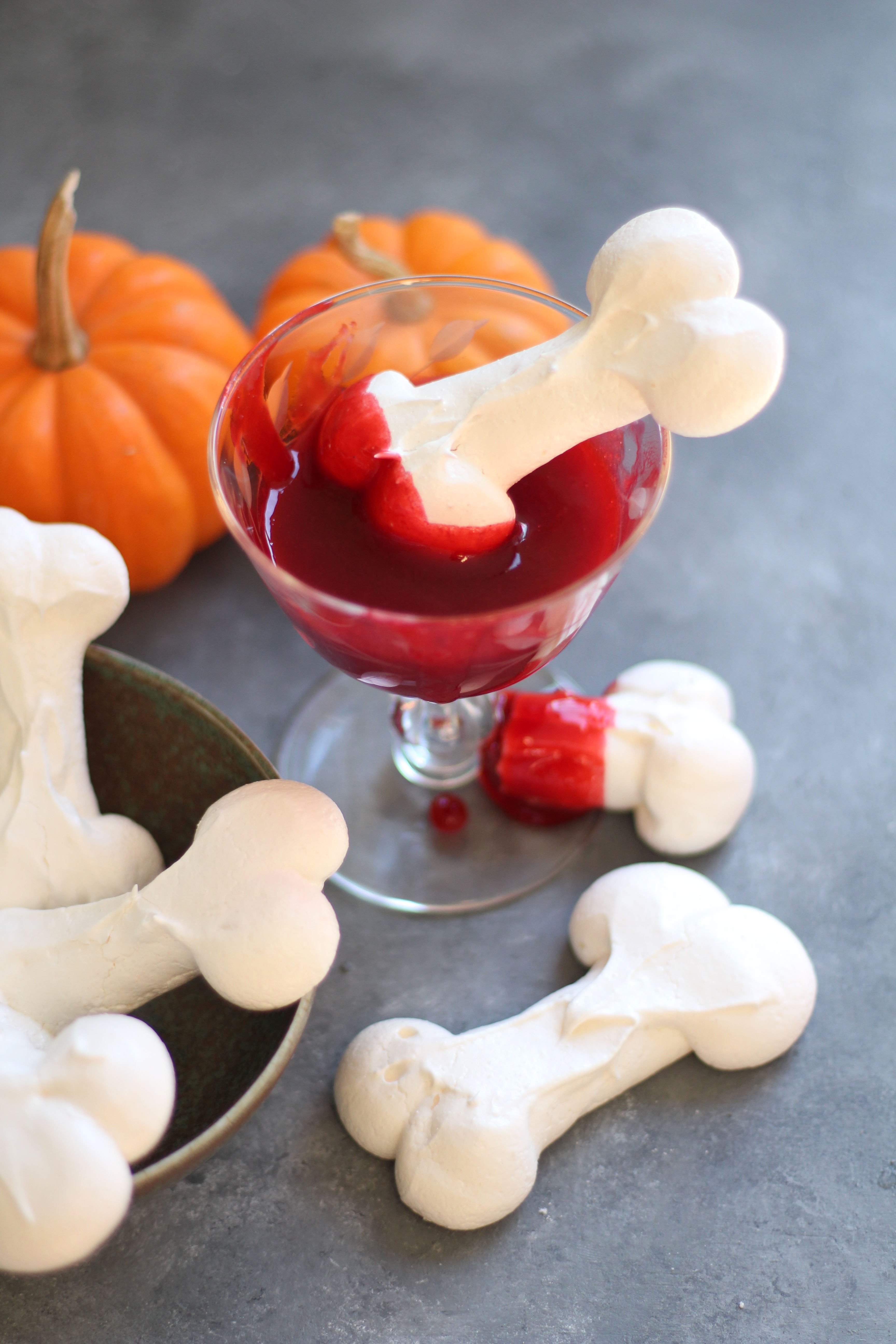DIY meringue bones and raspberry blood