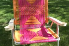 colorful DIY macrame lawn chair