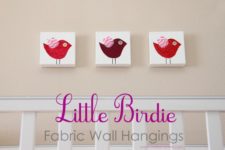 DIY button birdie wall hangings
