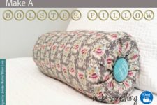 DIY bolster pillow with a decorative button