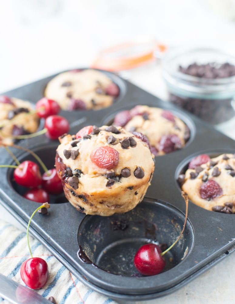 DIY chocolate chip and cherry muffins (via https:)