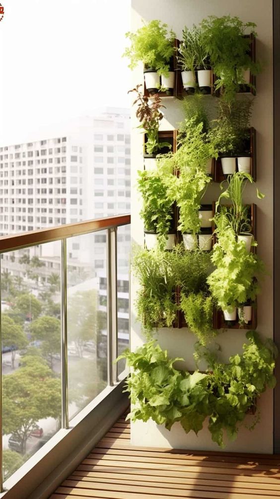 Wall planters with various herbs are a great alternative to you private garden, they are very space saving