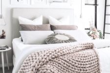 04 a neutral chunky knit blanket will easily fit most of bedroom styles and colors