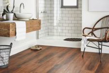 04 porcelain tiles looking like wood add a cozy feel to the space