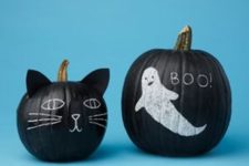 05 chalkboard pumpkins with a ghost and a cat face – but you can change them any time