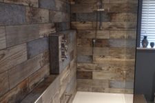 tiles with reclaimed wood effect look very interesting and eye-catching and won’t be spoilt by moisture