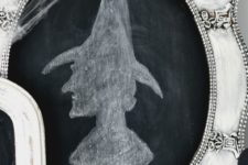 15 a vintage witch portrait made of a vintage picture frame and a chalkboard piece
