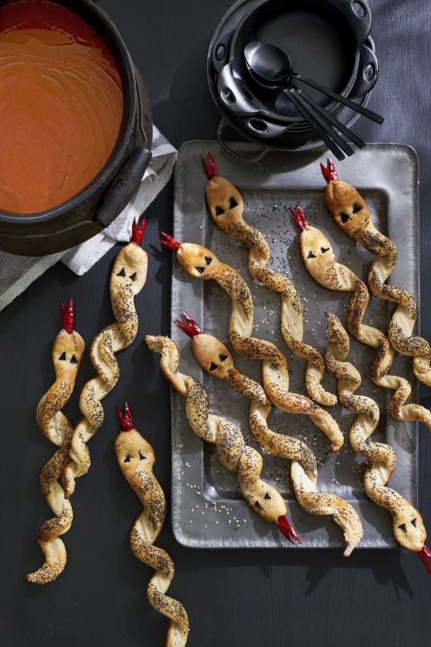 sweet pastry snakes with poppy seed will be funny for a kids party