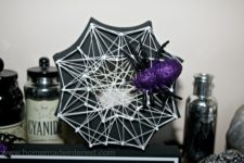DIY Halloween spider web string art