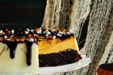 DIY brownie bottom pumpkin cheesecake