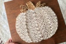03 a chic creamy pumpkin string art with a gold stem for Thanksgiving