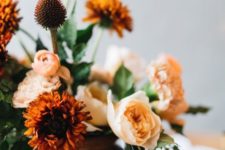03 burnt orange, peachy and blush blooms with lots of greenery for a calm fall look