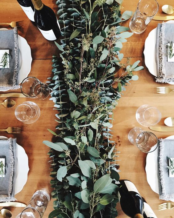 a fresh eucalyptus table runner is always a great idea for any holiday