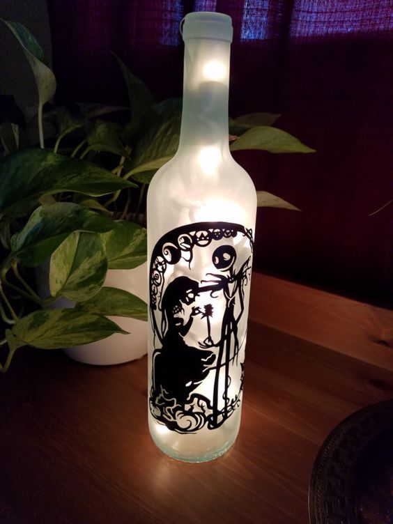 Nightmare Before Christmas wine bottle lamp with LEDs