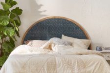 09 an arch upholstered headboard with printed fabric for a boho space