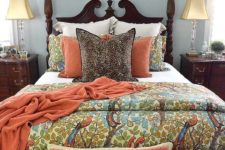 09 burnt orange and flora and fauna prints for a fall-inspired bed