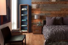 cozy bedroom with a wooden heaboard