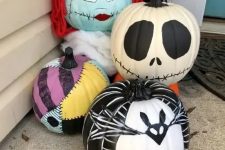 Nightmare Before Christmas pumpkins will turn your space into Tim Burton inspired one and will add style to your Halloween party